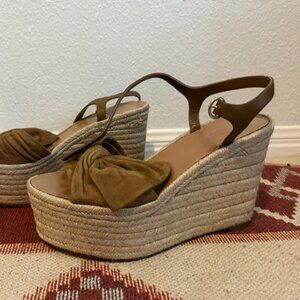 Valentino Tan Tropical Bow Suede Espadrilles  sz 39.5